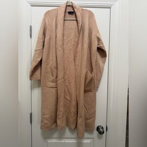 NEW Tahari Viscose Blend Long Open Front Duster Cardigan, Size M, Camel Beige